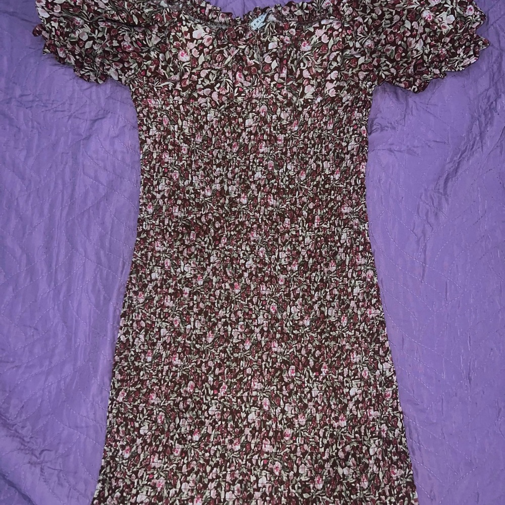 Haute Monde Pink and Brown Floral Dress